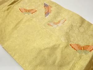 金彩縞に蝶・花葉模様織出し名古屋帯